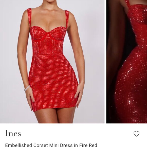 Ines Embellished Corset Mini Dress in Fire Red - Picture 3 of 3